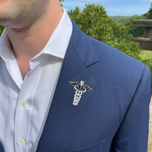 Brass Silverplated Doctor Medico Symbol Fashion Brooch Men lapel pin