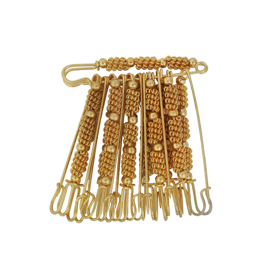 Gold plated Golden bead and wire bush design set of 12 saree dupatta Pin