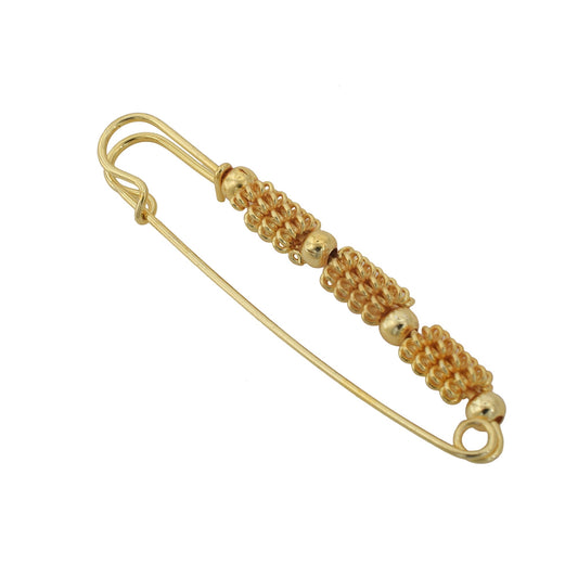 Gold plated Golden bead and wire bush design set of 12 saree dupatta Pin