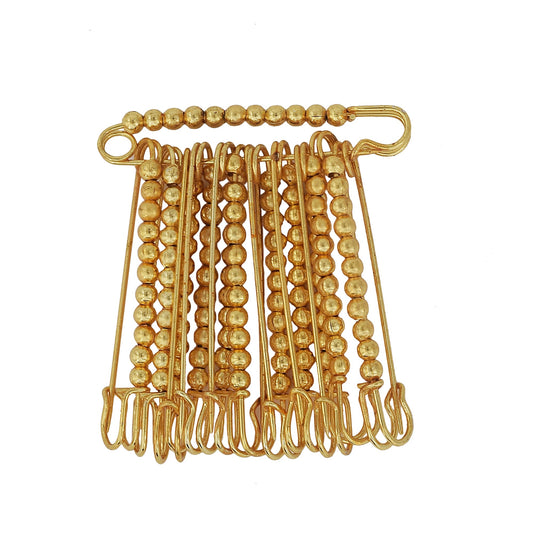 Gold plated Golden beaded, set of 12 saree dupatta Pin