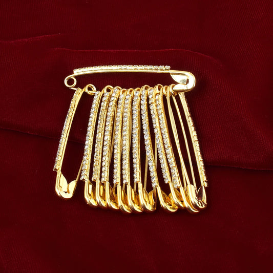 Goldplated Imitation Diamond Dupatta Sareepin Women