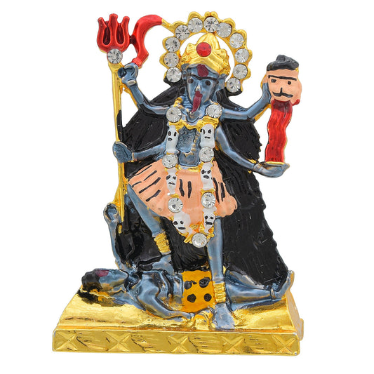 Brass Colourful Maa Kaali, Chandi MATA Stand, Idol Home Decor (STKL7528)