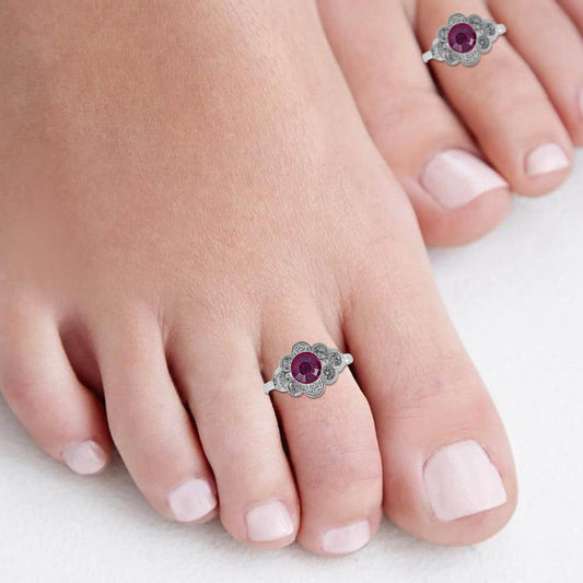 Silver plated Red CZ Bichiya toering Women