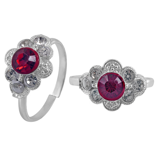 Silver plated Red CZ Bichiya toering Women