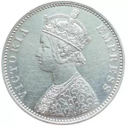 Pure Silver British Era rare antique Queen Victoria old coin Bombay Mint 1877 (COSC5243)