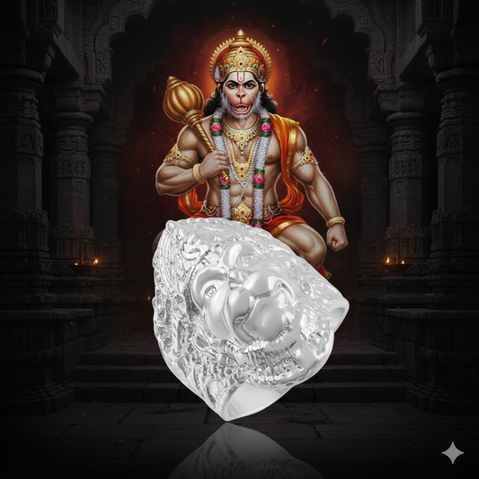 Brass Silver plated Hanuman Balaji BajrangBali solid finger ring (ORDM3817)