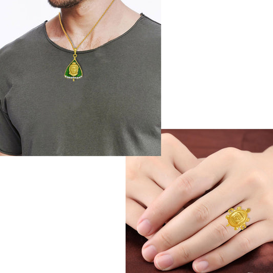 Gold plated Lord Buddha pendant and finger ring Combo