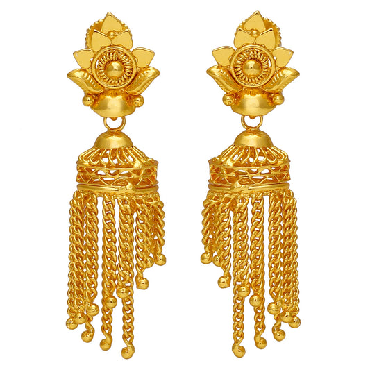 Gold Plated Brass Faux Kundan Small size Jhalar Jhumki