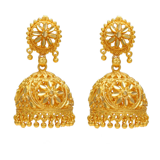 Brass Mircron Gold forming Handmade Faux Kundan Jhumka Women tradtional Earrings