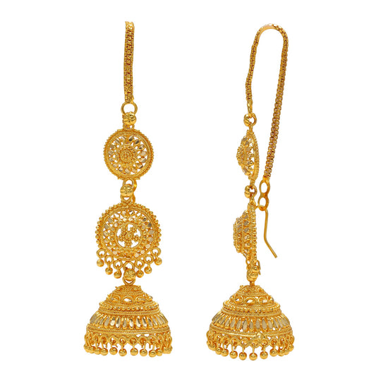 Brass Micron Gold plated Kan chain Jhumki Women (JHAT6052)