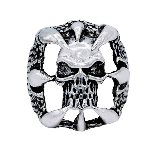 Oxidised Antique finish Brass, Electrified Skeleton head, design Finger ring