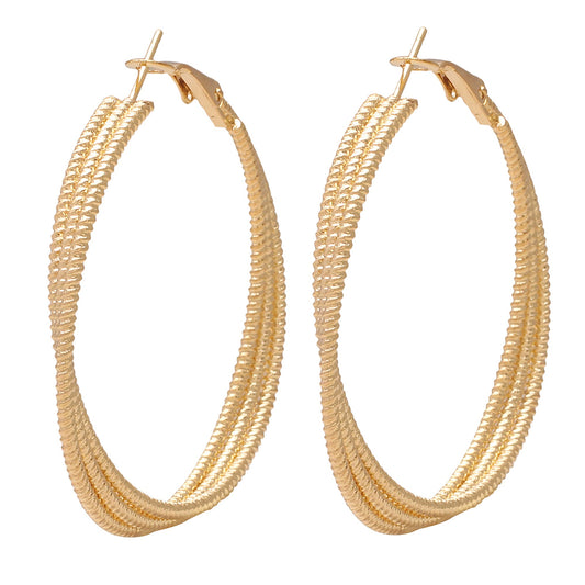 Gold plated Brass, triple strand simple Hoop bali fashion earrings