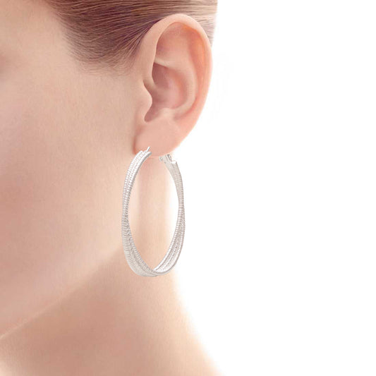 Silver plated Brass, triple strand simple Hoop bali fashion earrings