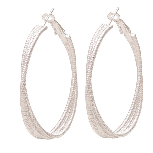 Silver plated Brass, triple strand simple Hoop bali fashion earrings