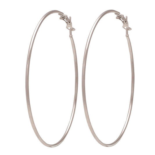 Silver plated Brass, Big simple Hoop bali fashion earrings for Girls and Women