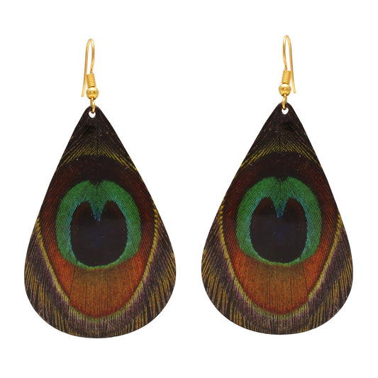 Peacock feather design Metallic Fashion earrings (ERAJ3155)