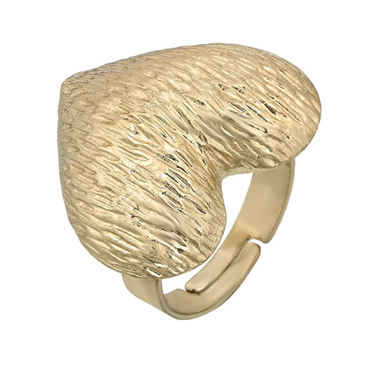 Gold plated, Heart shape free size, stylish fashion finger ring