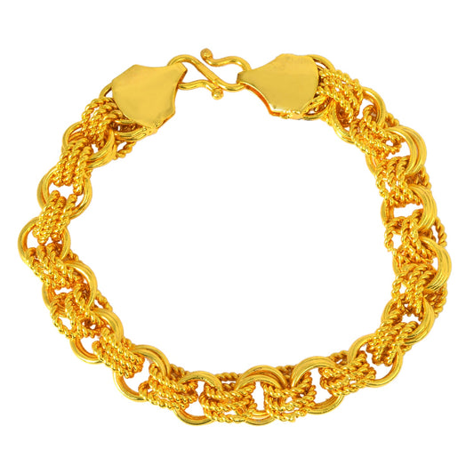 Micron Goldplated Carved Interlink Bracelet