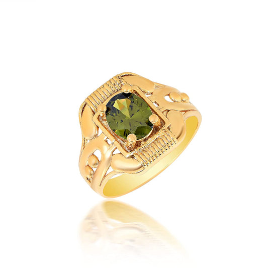 Brass Goldplated Green Quartz Fashion Fingerring