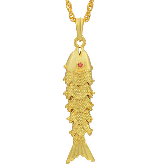 Brass 24 KT 1 Micron Gold Fish Pendant (PCSV1332)