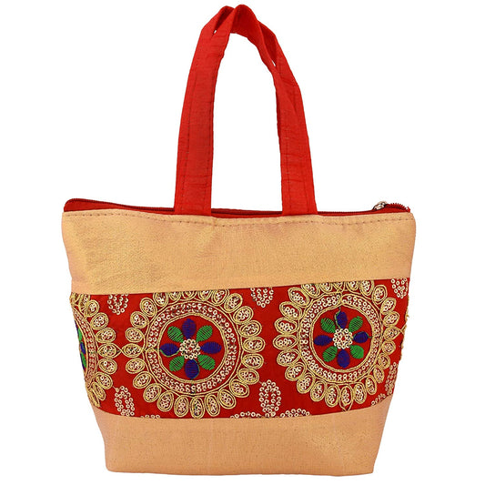 Satin Handmade Zari, Sequins and Embroidery small Purse Handbag women