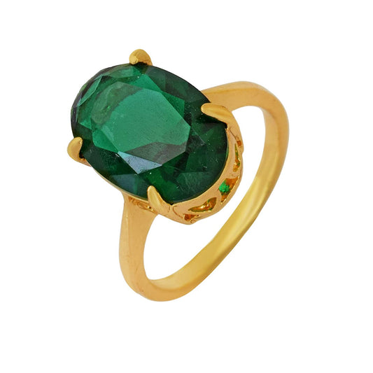 Brass Goldplated Highcrown Imitation Emerald Fashion fingerrring