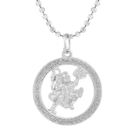 Brass Silverplated Bajrang Bali Hanuman chain pendant