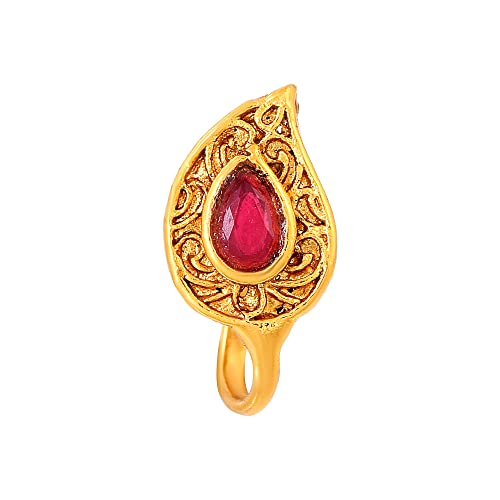 Goldplated Faux Ruby press and wear Nosepin Noseclip