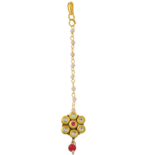 Gold plated Kundan Traditional MangTika Women hair accessory