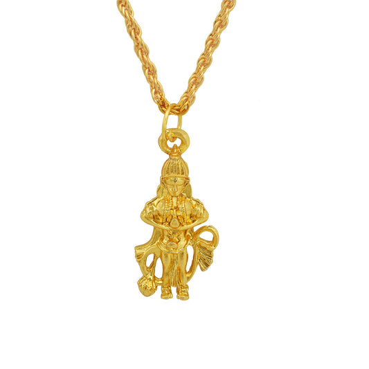 Gold plated Ram Bhakt Hanuman Bajrang Bali standing image rare and exclusive hindu God pendant