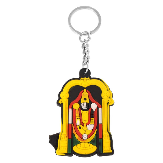 PVC Tirupati Balaji Spiritual Yellow Keychain Hindu Keyring God