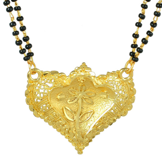 Gold plated Heartshape plain pure Gold look Mangalsutra Tanmaniya