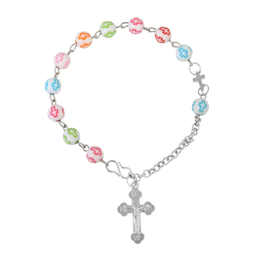 Ceramic Multi-colour Christian Rosary Bracelet (BLKL0999)