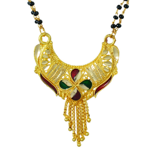 Gold plated handcrafted Meenakari rasrawa work Mangalsutra