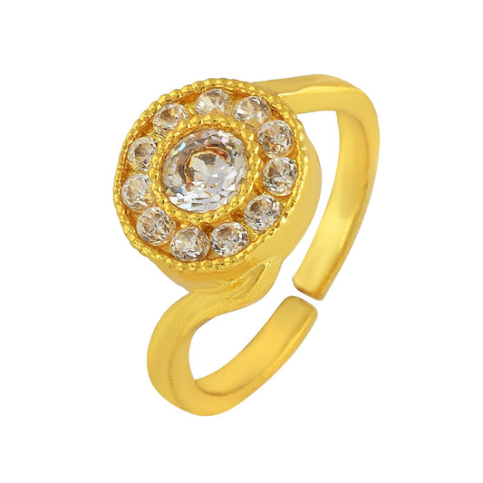 Gold plated Brass, CZ American Diamond Fashion finger ring