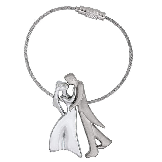 Stainless Steel Dancing Couple Keychain Fashion