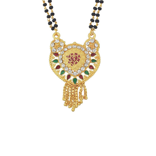 Gold plated Heartshape design, Colourful Meenakari/CZ, Tassled, Stylish Ethnic Mangalsutra