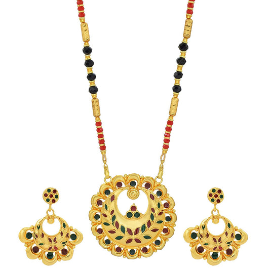 Gold plated Copper, Mangalsutra cum necklace Set Women