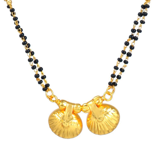 Gold plated carved double wati simple and sober Mangalsutra