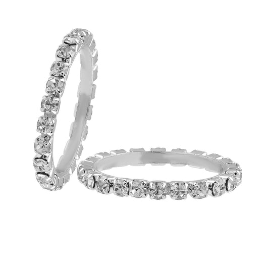 Silver plated, CZ double line, light weight Fashion finger ring