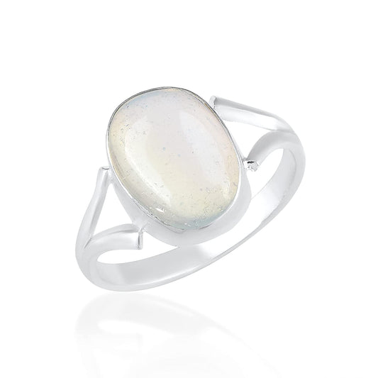 Silverplated Blue Sheen Water Moonstone Astrology Fashion Fingerring