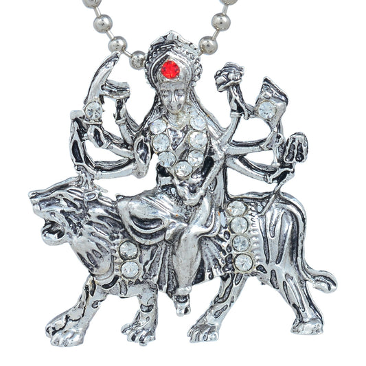 Silverplated Durga Sherawali Pendant