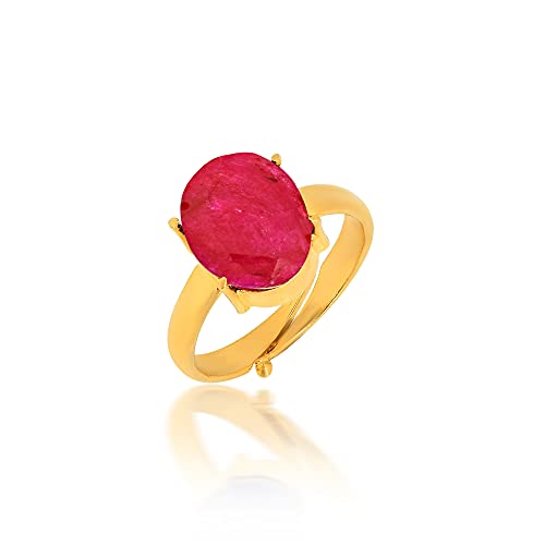 Goldplated Brass Real Ruby Fingerring Men Jewellery Women