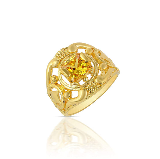 Brass Goldplated Faux Yellow Saphire Pukhraj Fingerring