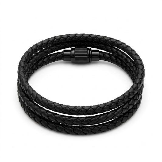 Premium Genuine Leather Triple Wrap Bracelet for Men & Women (BLRI5400)