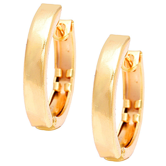 Gold plated simple hoop bali earrings for Men and Women