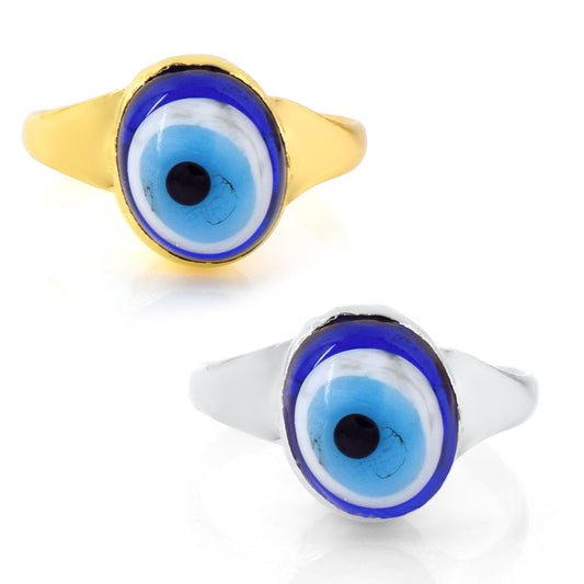 Brass & Silverplated Combo of 2 Evil Eye Finger ring Fashion (CMRM6648)