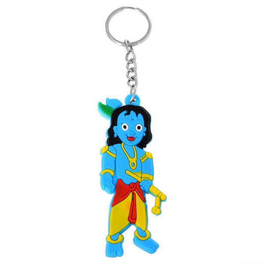 PVC Bal krishna Spiritual Blue Keychain