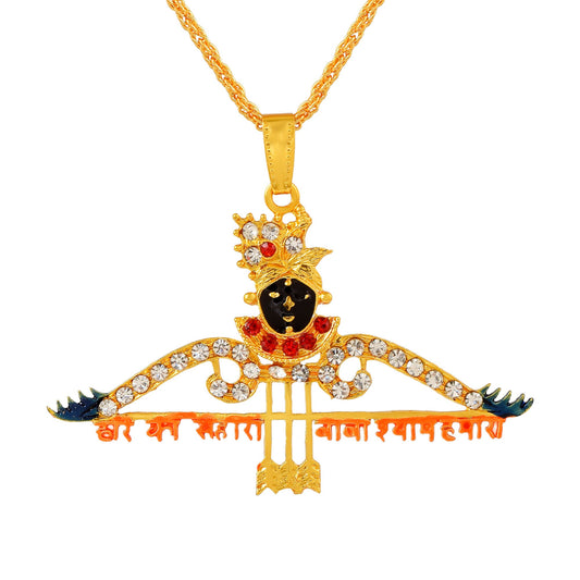 Goldplated CZ Meenakari Khatu Shyam Pendant