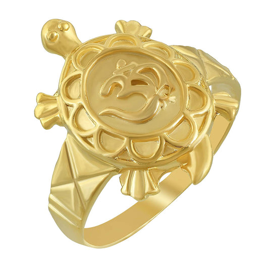 Gold plated OM on Tortoise back, Vastu Fengshui good luck finger ring